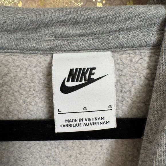 Nike Women's Heather Gray 1/4 Zip Fleece Hoodie Pullover Sweater Large - Picture 4 of 8